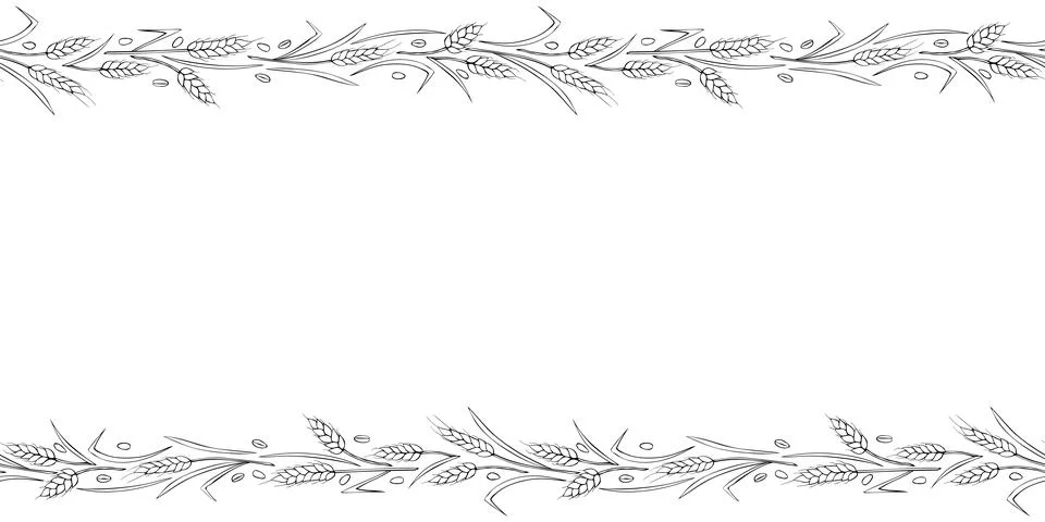 Vector Background, frame made of outline wheat or rye ears in doodle style... Stock Illustration