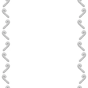 Vector background, frame, side border from outline candy cane. Vertical edgin Stock Illustration