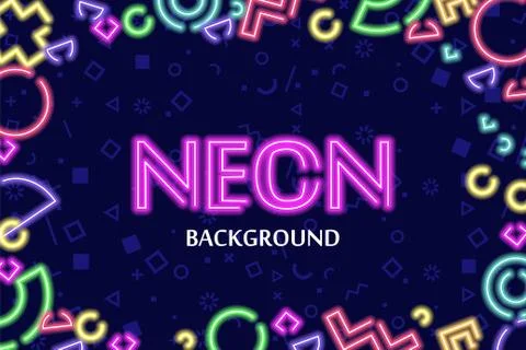 Vector background framed with neon objects Stock Illustration