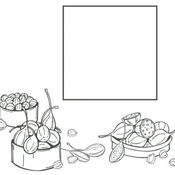 Vector background with fruits and buds of capers. Stock Illustration