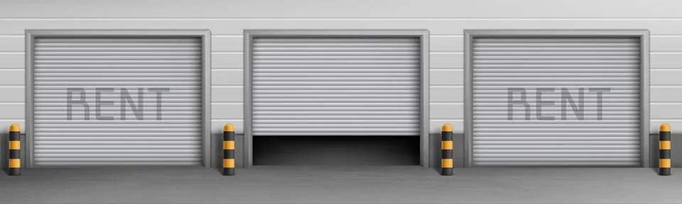 Vector background with garage boxes for rent 스톡 일러스트