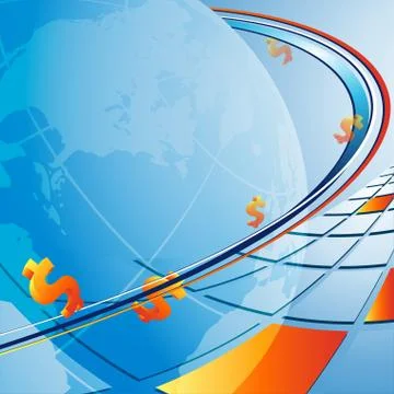 Vector background with globe and dollars Stock Illustration