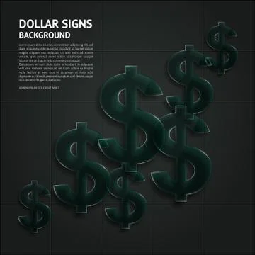 Vector background with glossy, transparent dollar signs. Stock Illustration