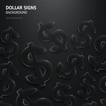 Vector background with glossy, transparent dollar signs. Stock Illustration