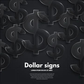Vector background with glossy, transparent dollar signs. Stock Illustration