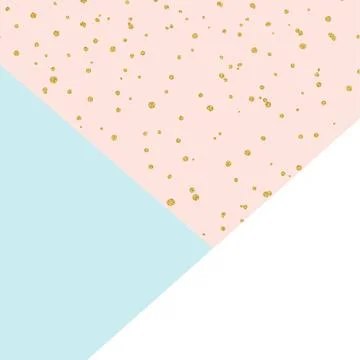 Vector background, with gold glitter, blue and pink triangle. Illustrazione stock