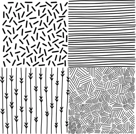 Vector background graphic black and white minimalistic doodle. Set of black a Stock Illustration