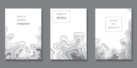 Vector background with gray paper cut shapes. Stock Illustration