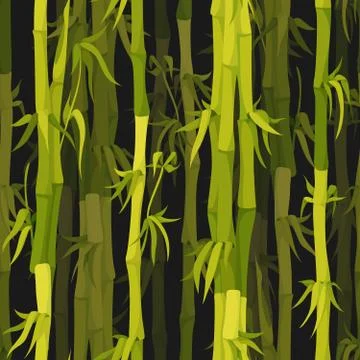 Vector background with green bamboo stems seamless pattern Stock Illustration