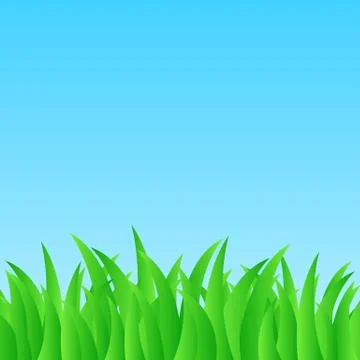 Vector background with green grass and blue sky Illustrazione stock