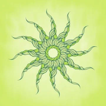 Vector background green long curls hair or rope Stock Illustration