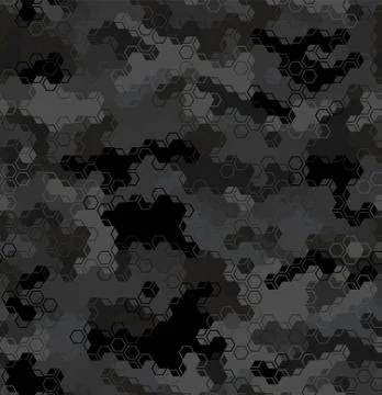 Vector background of grey dust digital hex camoflage pattern Stock Illustration
