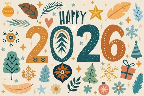 Vector background with hand-drawn Christmas elements Stock Illustration