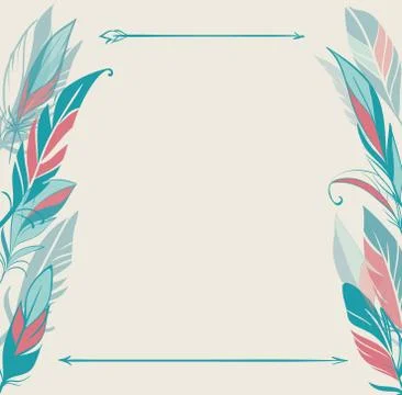 Vector background with hand drawn feathers Stock Illustration
