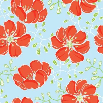 Vector background with hand drawn flowers. (Seamless Pattern) 스톡 일러스트