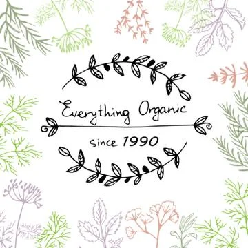 Vector background hand drawn herbs and spices. 스톡 일러스트