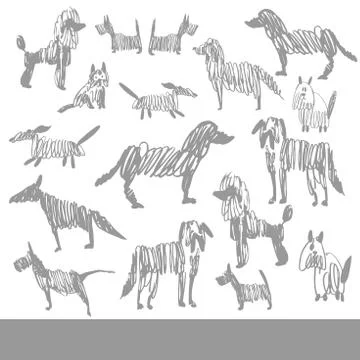 Vector  background with hand drawn sketch dogs Stock Illustration