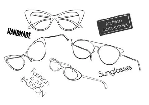 Vector background with hand drawn sunglasses. Beautiful design elements, perf Stock Illustration