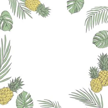 Vector background  with  hand drawn tropical plants. Illustrazione stock