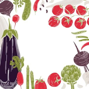 Vector background with  hand drawn vegetables. Sketch  illustration Stock Illustration