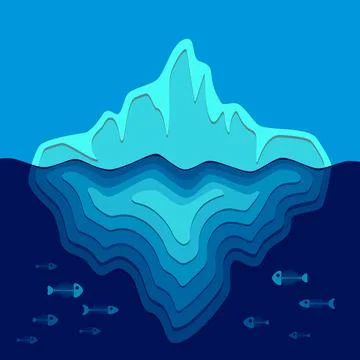 Vector background with iceberg and fish skeletons. Stock Illustration