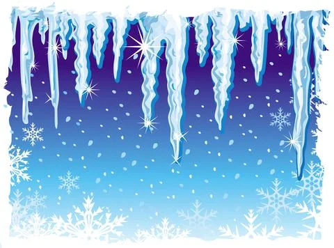 Vector background with icicle and snowflakes Stock Illustration