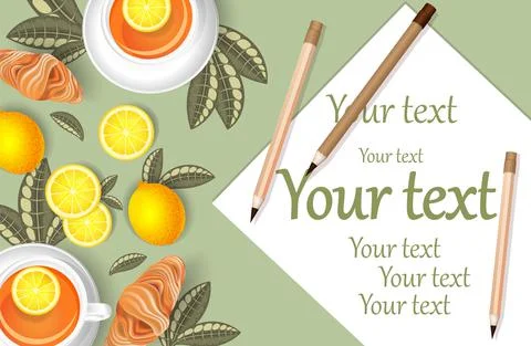 Vector background image of tea and lemons. The concept of preventive measures Stock Illustration