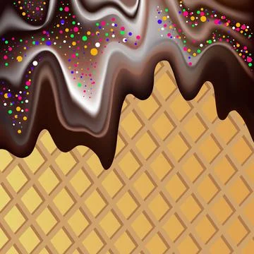Vector background image which illustrates the liquid chocolate mass with spri イラスト素材