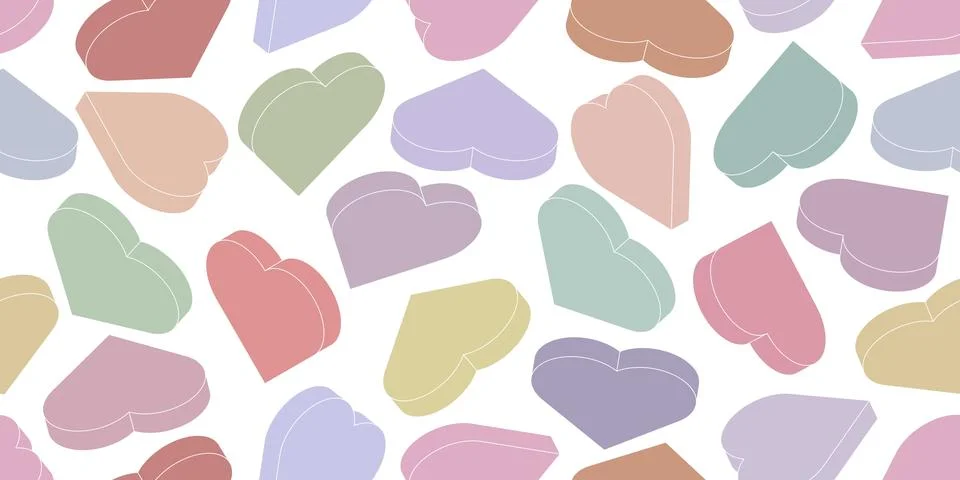Vector background with isometric hearts. Seamless pattern with geometric he.. Stock Illustration