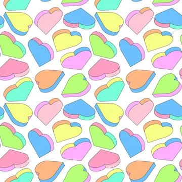 Vector background with isometric hearts. Seamless pattern with geometric hear Stock Illustration