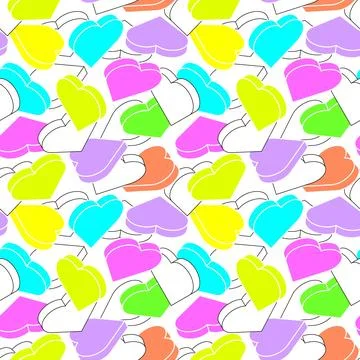 Vector background with isometric hearts. Seamless pattern with geometric he.. Stock Illustration