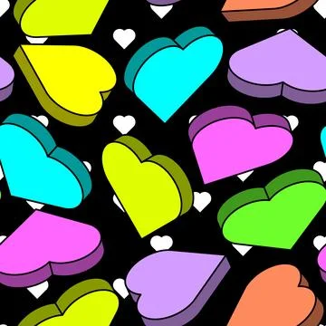 Vector background with isometric hearts. Seamless pattern with geometric hear Stock Illustration