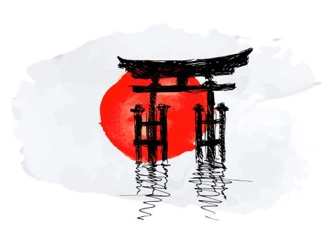 Vector background with Japan motive Stock Illustration