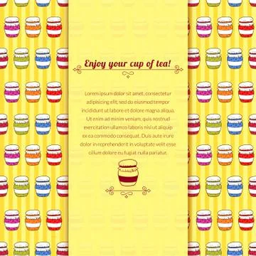 Vector background jars with jam in doodle style with space for text Stock Illustration