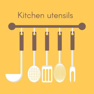 Vector background with kitchen utensils. Illustrazione stock