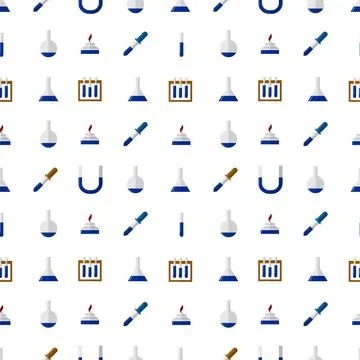 Vector background for laboratory Seamless vector pattern with colored chem... Stock Photos