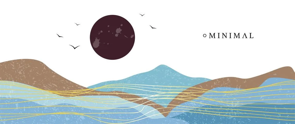 Vector background. Landscape art concept with golden lines. Abstract wallpa.. Stock Illustration