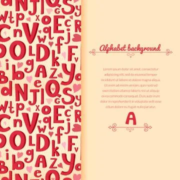 Vector background with latin letters of different sizes in a cartoon style Stock Illustration