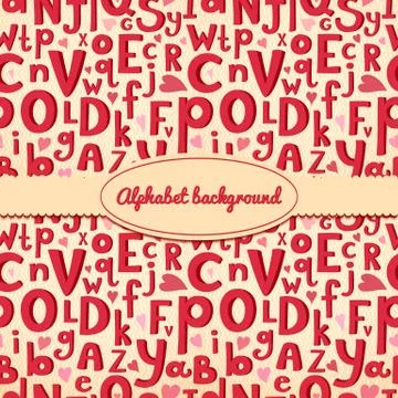 Vector background with latin letters of different sizes in a cartoon style Stock Illustration