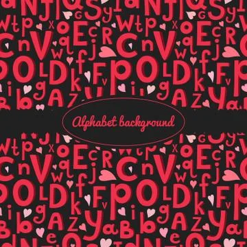 Vector background with latin letters of different sizes in a cartoon style Stock Illustration