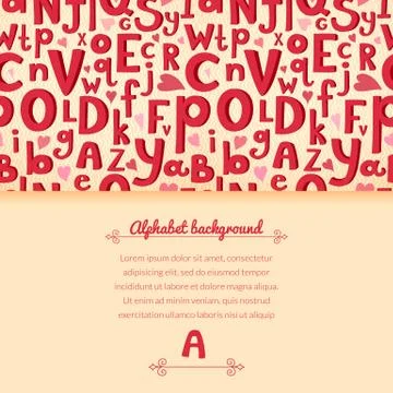 Vector background with latin letters of different sizes in a cartoon style Stock Illustration
