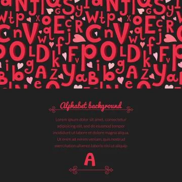 Vector background with latin letters of different sizes in a cartoon style Stock Illustration