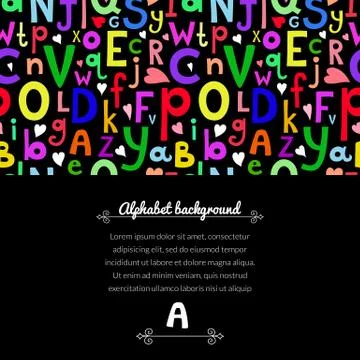 Vector background with latin letters of different sizes in a cartoon style Stock Illustration