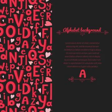 Vector background with latin letters of different sizes in a cartoon style Illustrazione stock