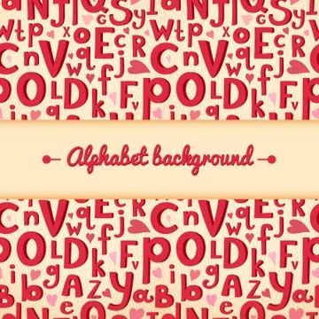 Vector background with latin letters of different sizes in a cartoon style Stock Illustration