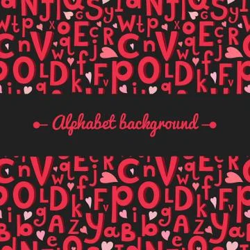 Vector background with latin letters of different sizes in a cartoon style Stock Illustration