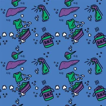 Vector background for Laundry in Doodle style. Pattern in the form of Laundry Stock Illustration