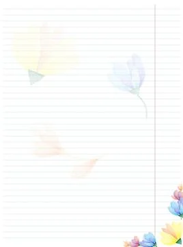A vector background of lined paper with a floral pattern Stock Illustration
