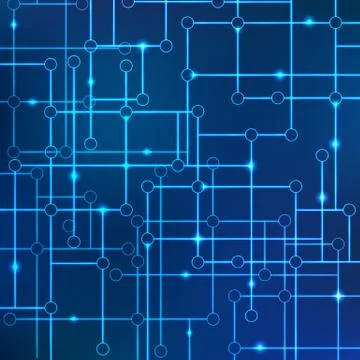 Vector background of lines of connected circles with the effect of neon or glow Stock-Illustration