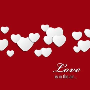 Vector background with little white paper hearts Stock Illustration